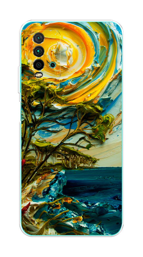 

Чехол на Xiaomi Redmi 9T "Солнце живопись", Желтый;синий, 39850-4