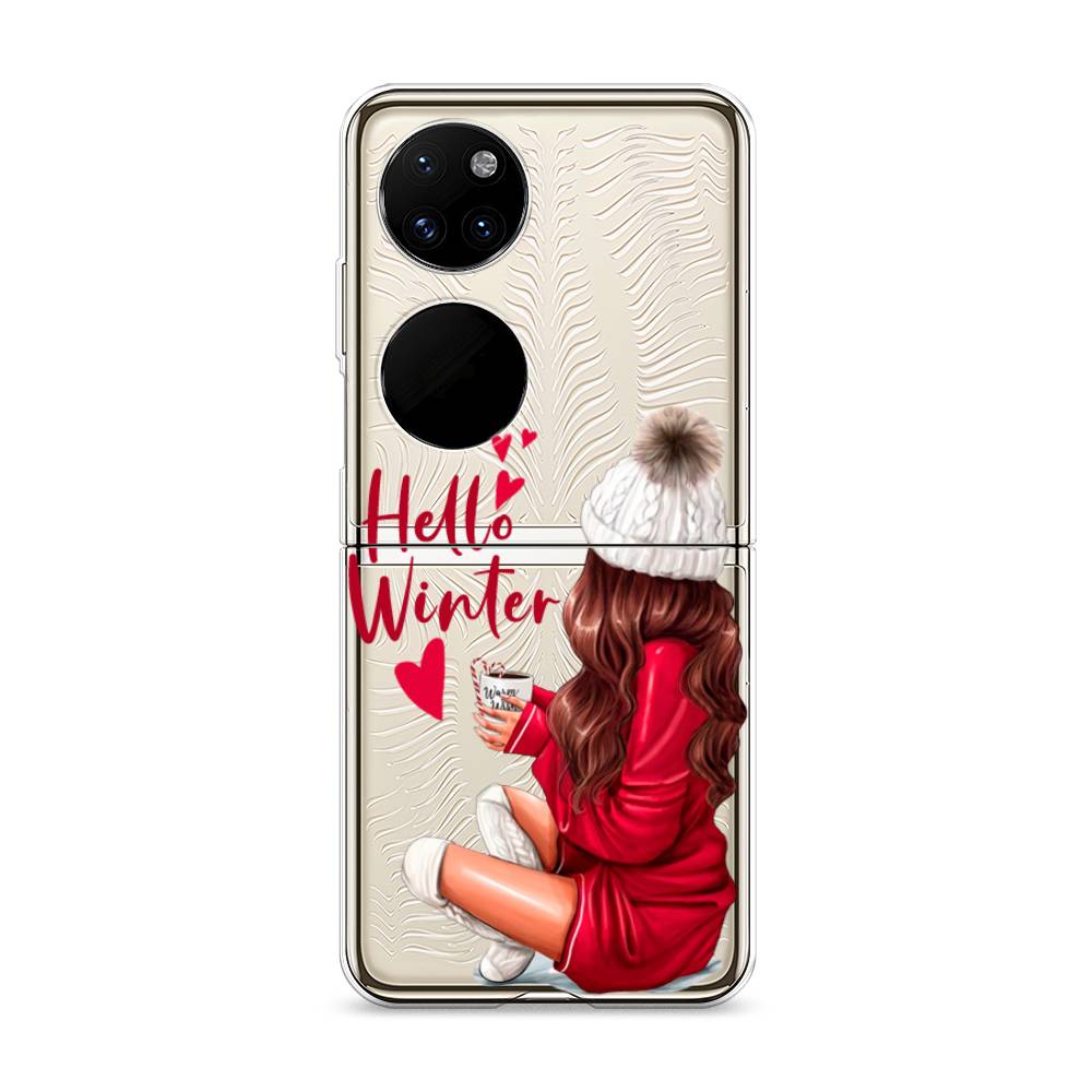 

Чехол на Huawei P50 Pocket "Hello winter", Красный;белый;коричневый, 6107450-5