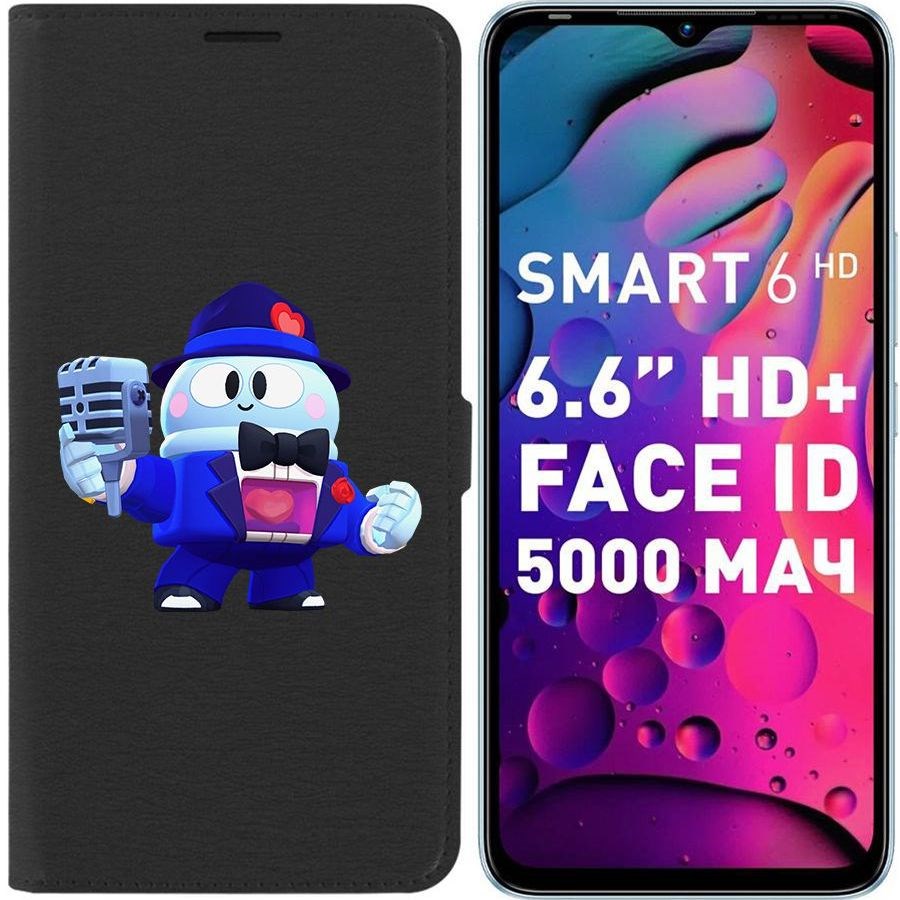 

Чехол-книжка Eco для Infinix Smart 6 HD Brawl Stars-Стильный Лу (черный)