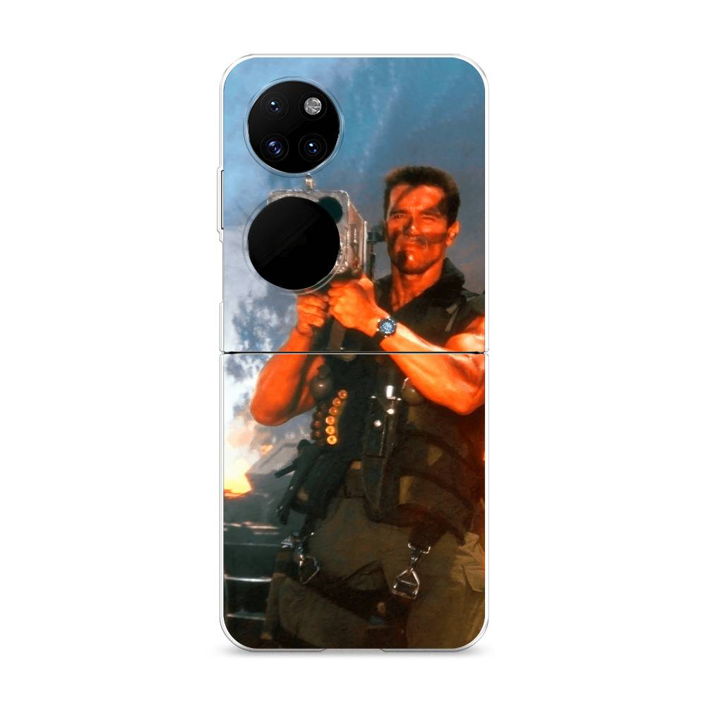 

Чехол на Huawei P50 Pocket "Арнольд Шварцнеггер с базукой", Голубой;коричневый, 6107450-6