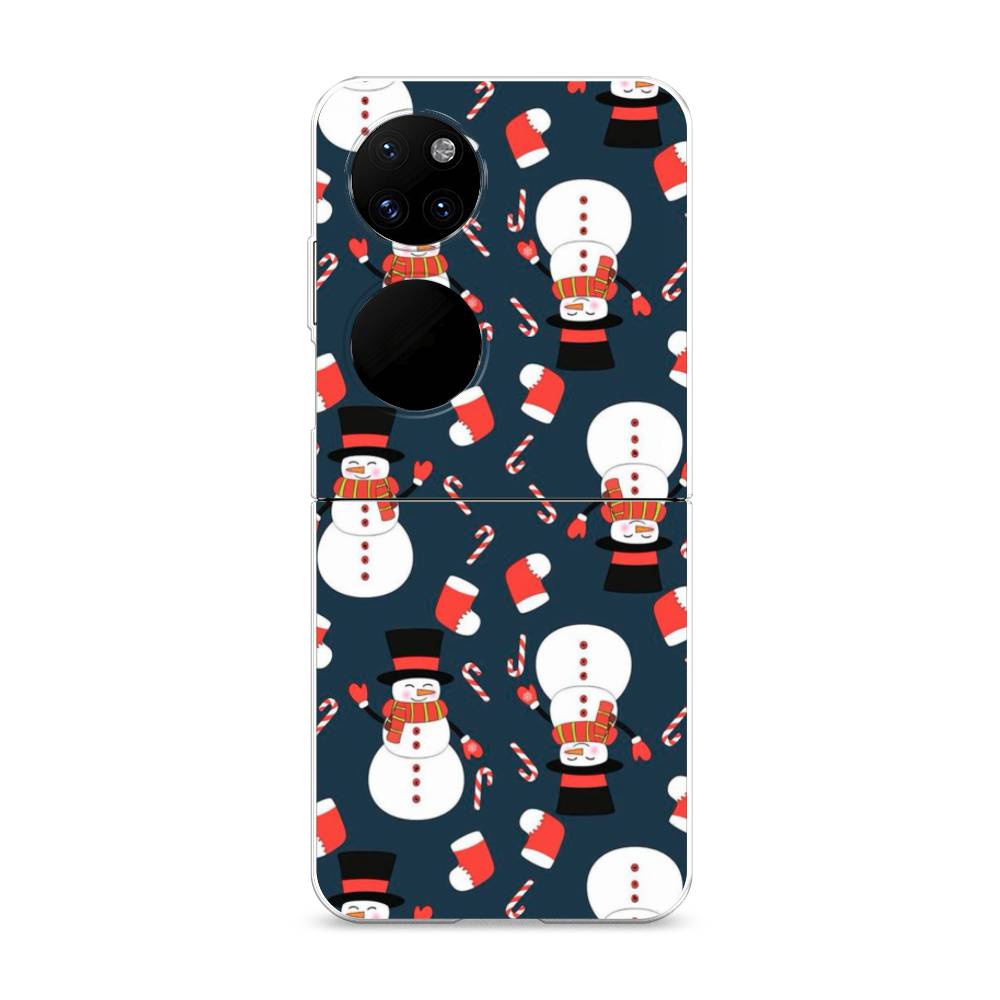 

Чехол на Huawei P50 Pocket "Синие снеговики", Синий;белый;красный, 6107450-5