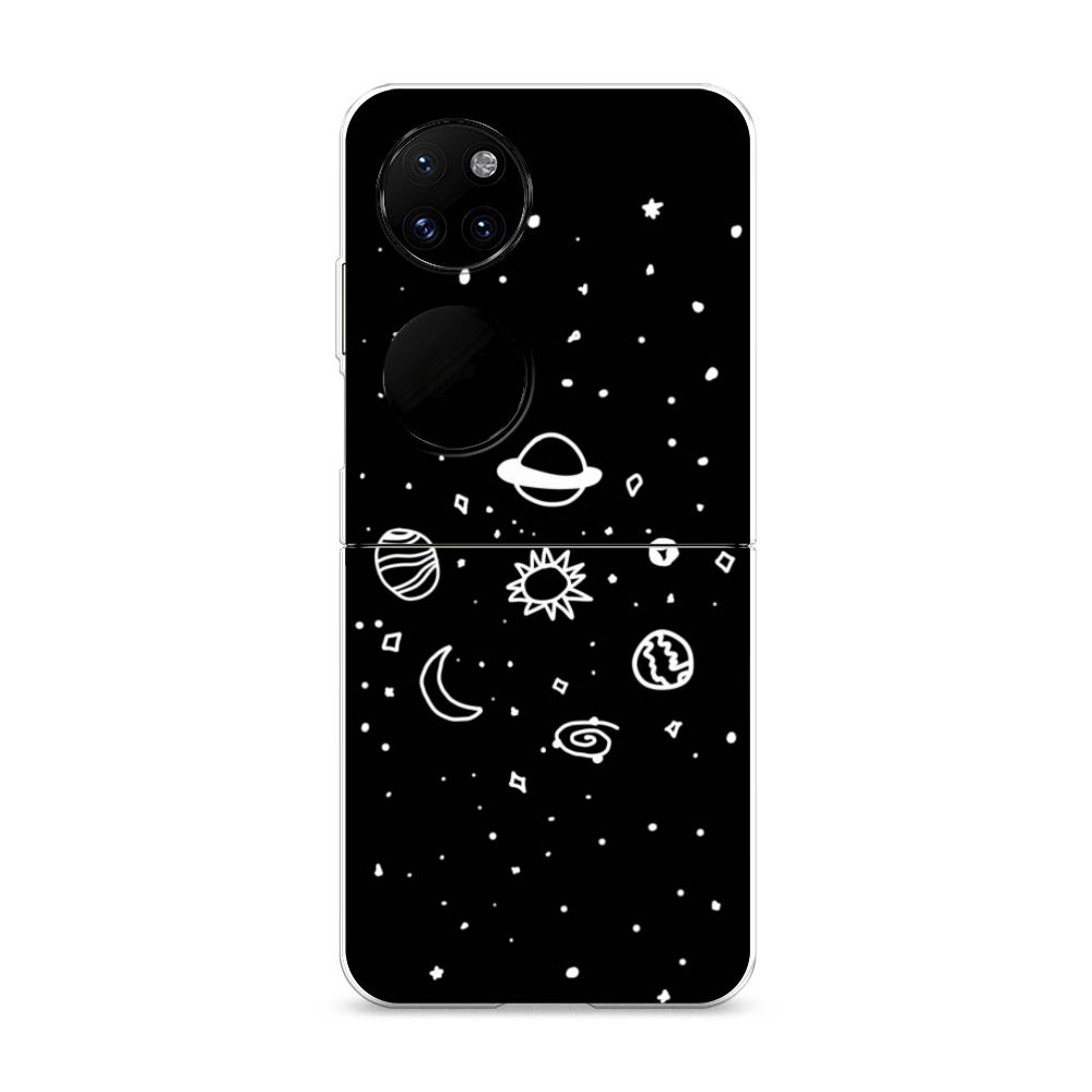 

Чехол на Huawei P50 Pocket "Дудл солнечной системы", Бежевый;серый, 6107450-2