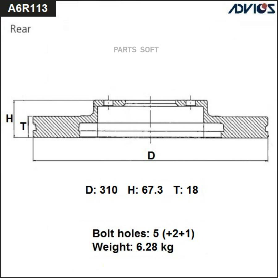 

Диск Торм. Зад. Lexus Gs S190 (05-12) ADVICS арт. A6R113B