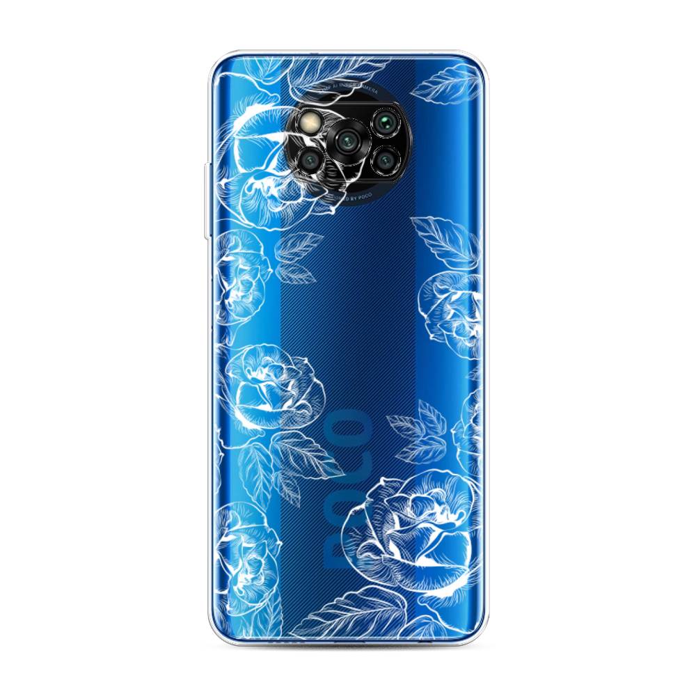 

Чехол на Poco X3/Poco X3 Pro "Розы графика", Черный;серый, 39250-2