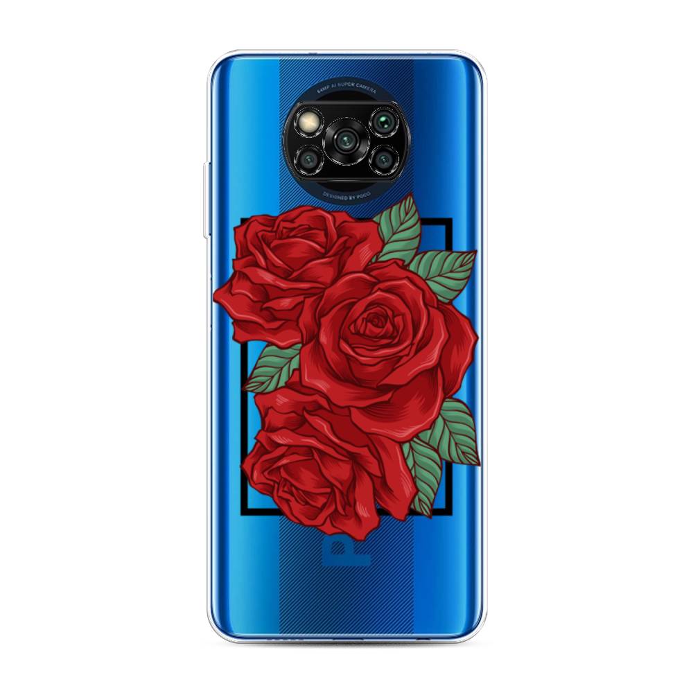 

Чехол для Xiaomi Poco X3/Poco X3 Pro "Три алые розы", Красный, 39250-2