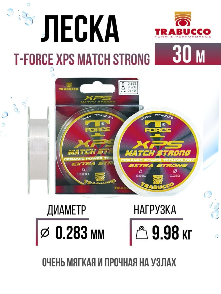 

Леска Trabucco T-Force XPS Match Strong 0.283mm 9.98kg 30m Clear, T-Force XPS Match Strong