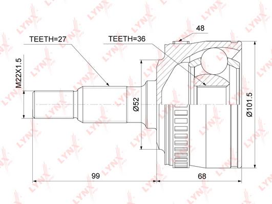 

Шрус Lynxauto CO5302A
