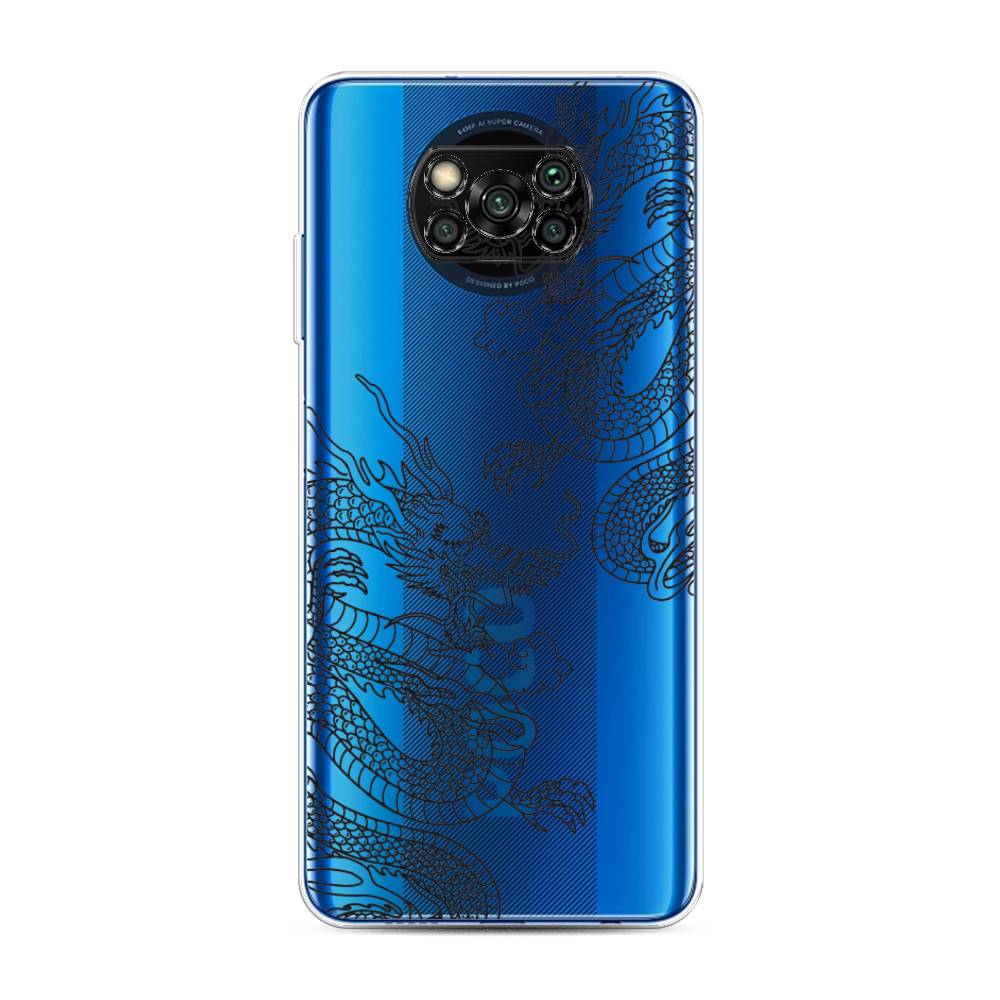 

Чехол на Poco X3/Poco X3 Pro "Два китайских дракона", Серый;черный, 39250-1