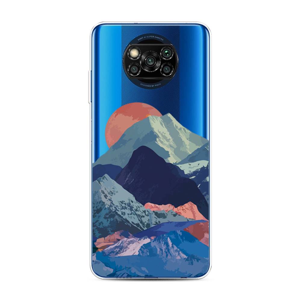 

Чехол на Xiaomi Poco X3 "Закат в снежных горах", Красный;серый;голубой, 39250-2
