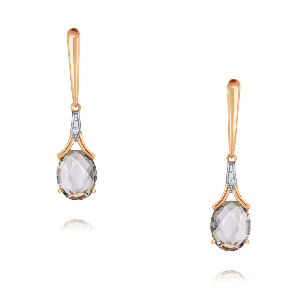 

Серьги подвески из красного золота ADAMAS 24041271/01-А50Д-669, фианит/празиолит, 24041271/01-А50Д-669