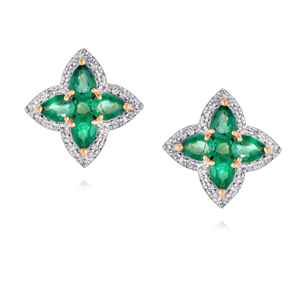 

Серьги пусеты из красного золота ADAMAS 21041315/01-А50Д-433, бриллиант/изумруд, 21041315/01-А50Д-433