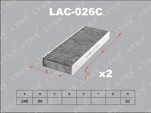 

Комплект фильтров салона Lynxauto LAC026C