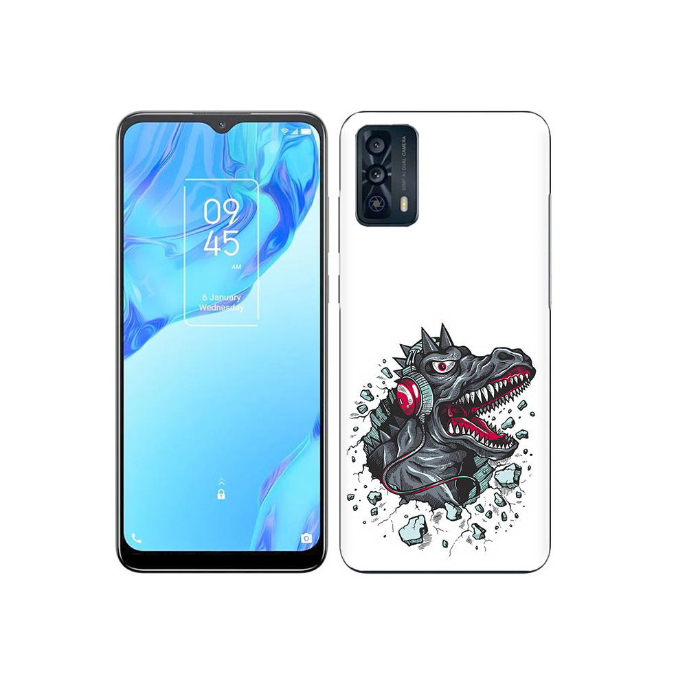 

Чехол MyPads Tocco для TCL 20B Нарисованный динозавр в наушниках, Прозрачный, Tocco