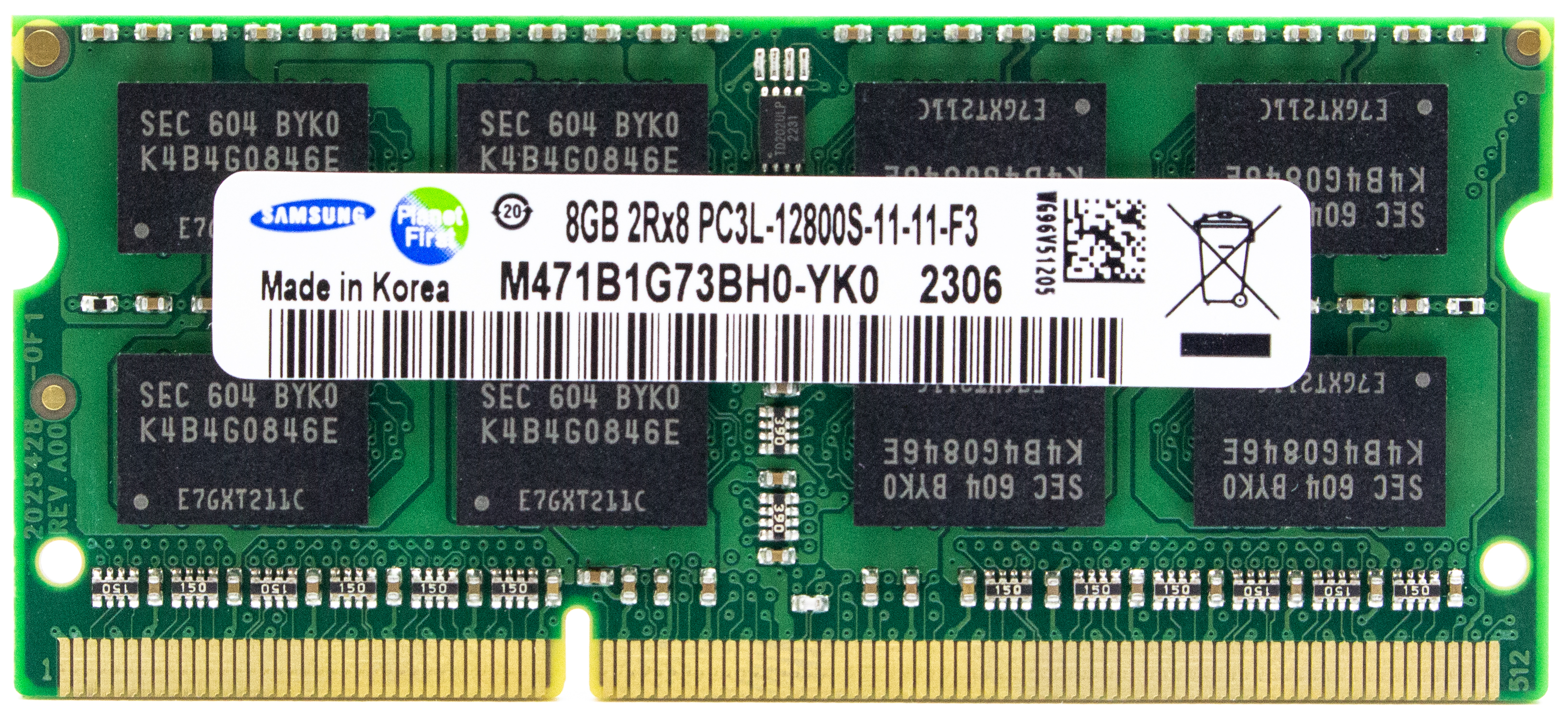 фото Модуль памяти для ноутбука sodimm ddr3l 8gb pc12800 1600мгц samsung m471b1g73bh0-yk0