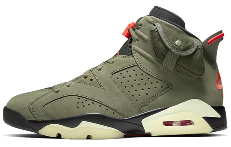 

Кроссовки унисекс Jordan Travis Scott x Air Jordan 6 medium olive ts хаки 44.5 EU, Travis Scott x Air Jordan 6 medium olive ts