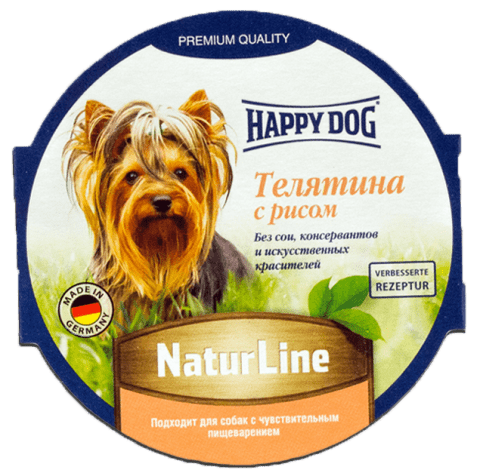 

Консервы для собак Happy Dog NaturLine, телятина, рис, 11шт по 85г, NaturLine