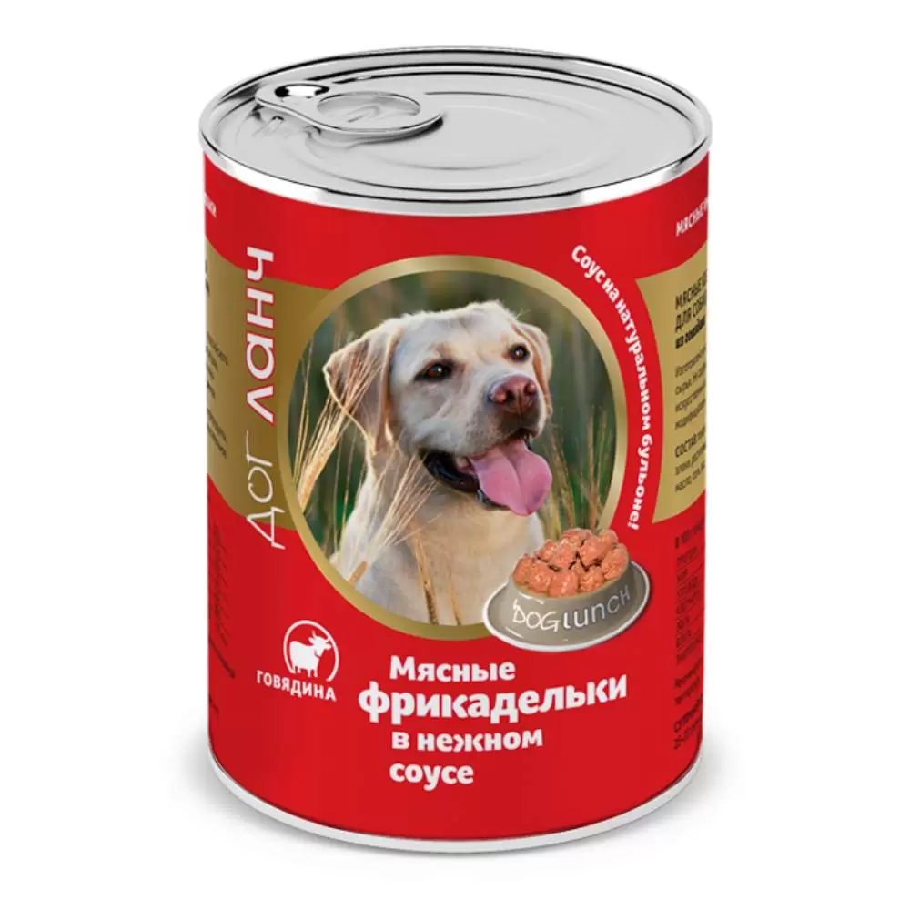 

Консервы для собак Dog Lunch, фрикадельки в нежном соусе, говядина, 6шт по 850г, фрикадельки