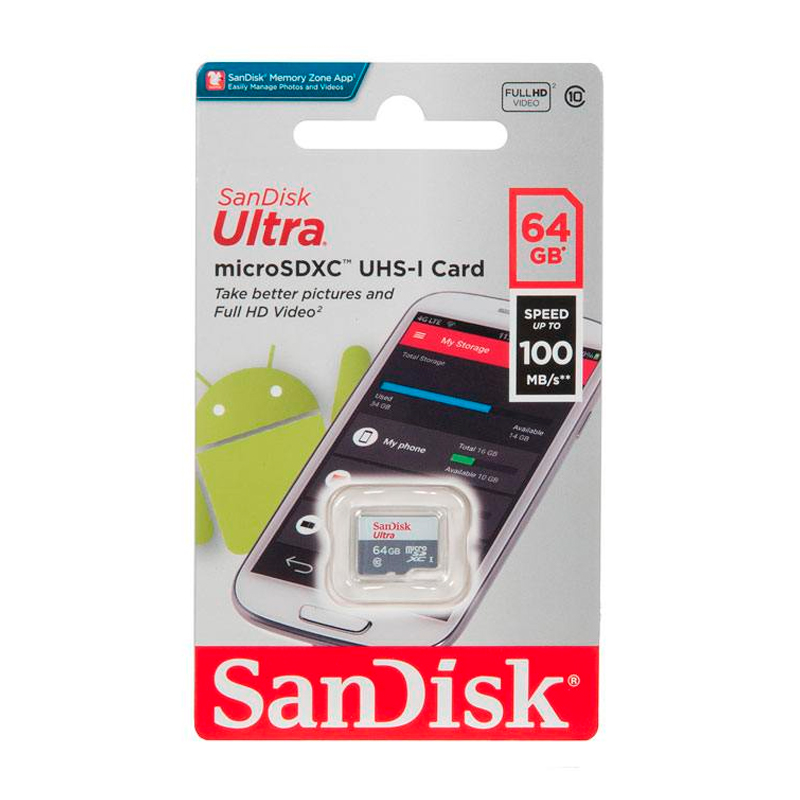 Карта памяти SanDisk Micro SDXC 64Гб (1296576)