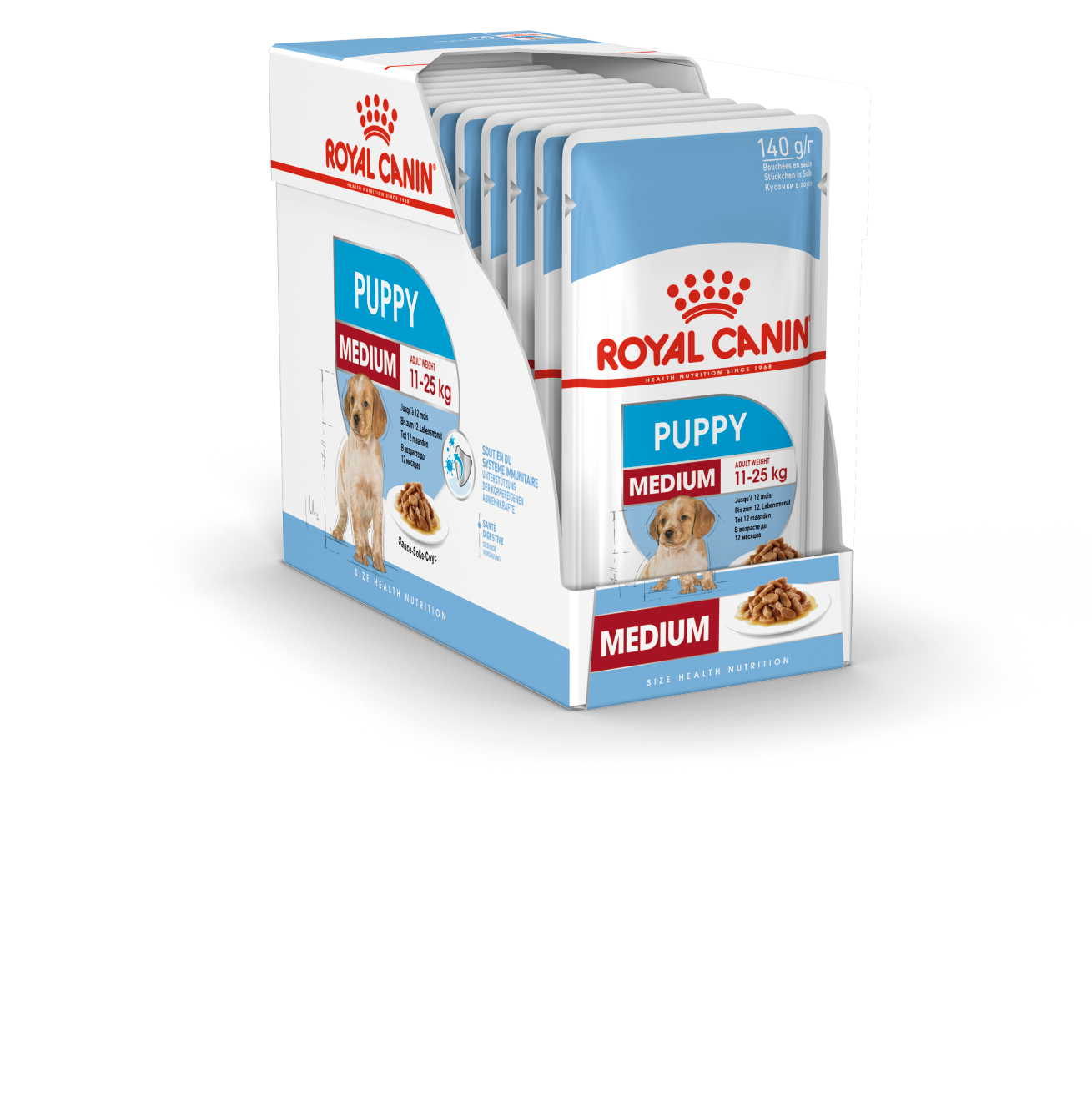 

Влажный корм для щенков ROYAL CANIN Medium Puppy, для средних пород, мясо, 10шт по 140г, Size Health Nutrition Wet Medium Puppy