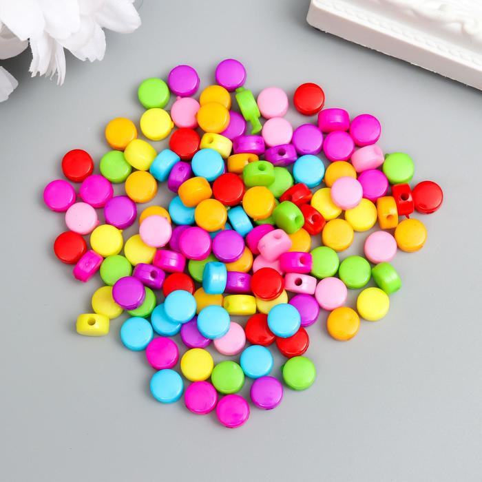 фото Набор бусин для творчества пластик цветные кругляшки набор 120 шт 0,3х0,6х0,6 см арт узор