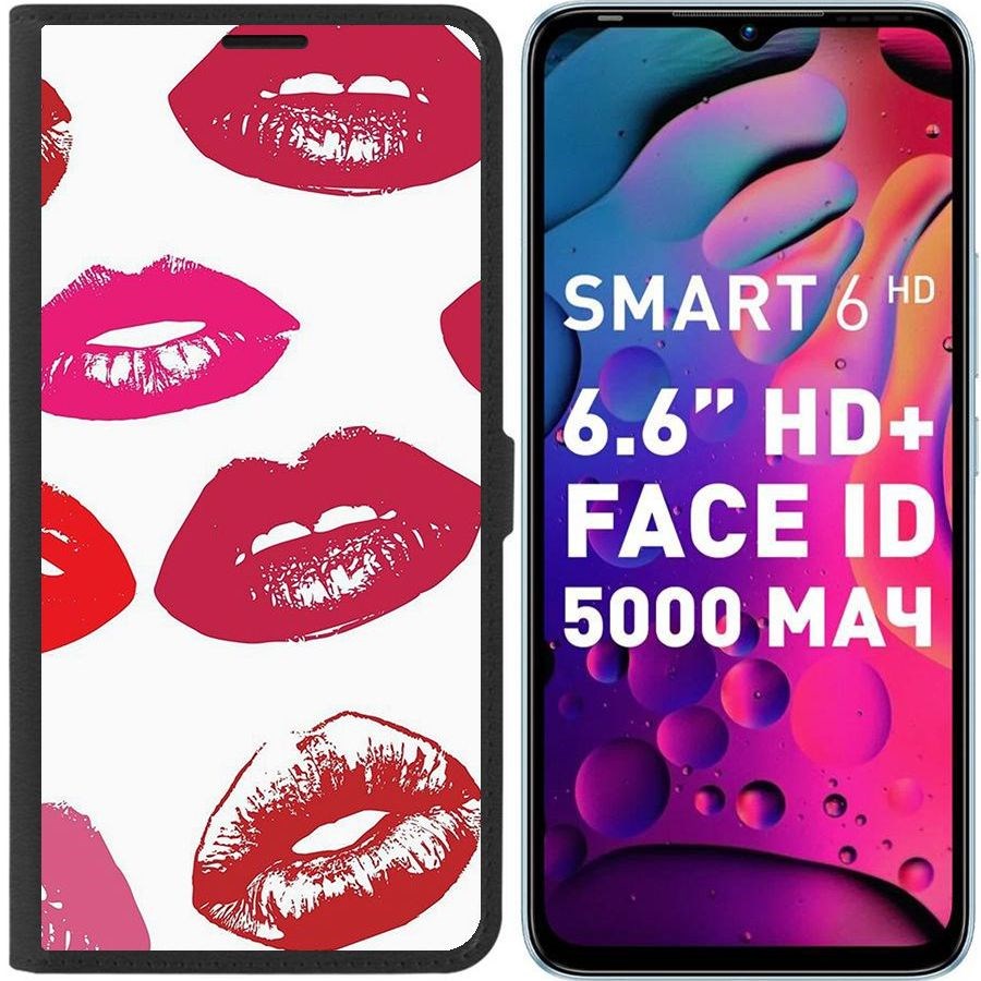 

Чехол-книжка Eco для Infinix Smart 6 HD Губы паттерн 2 (черный)