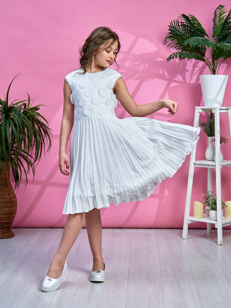 Платье детское Selina Style 66022, белый, 128