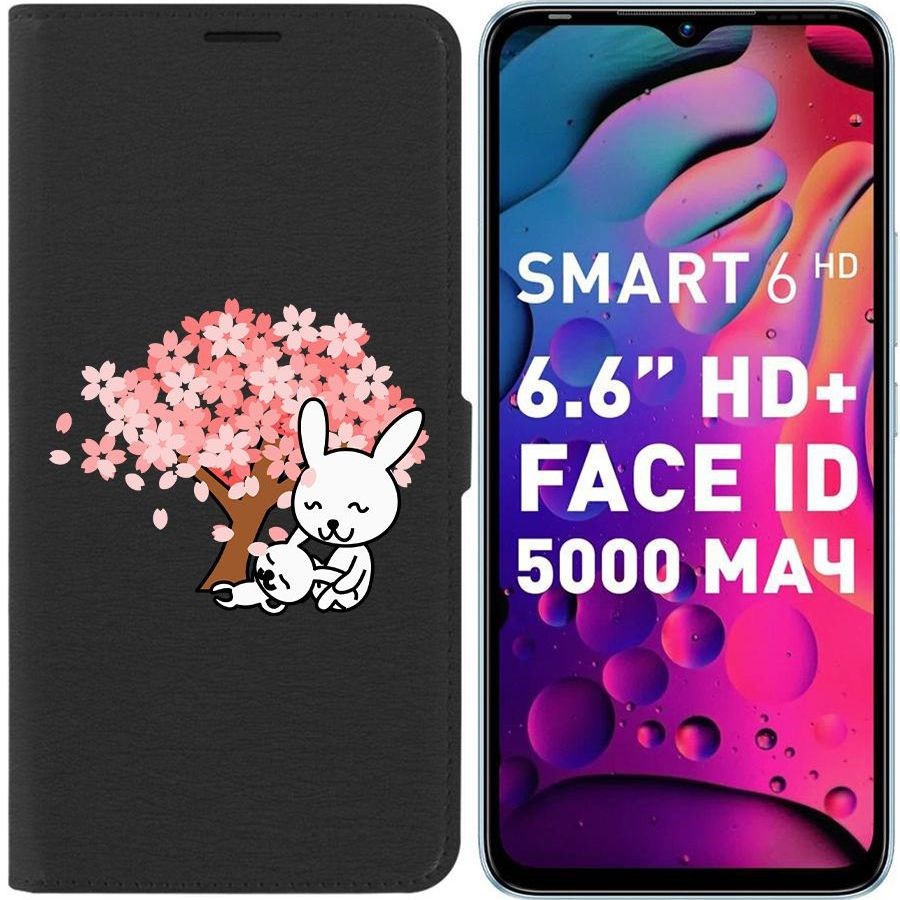 

Чехол-книжка Eco для Infinix Smart 6 HD Кролики (черный)