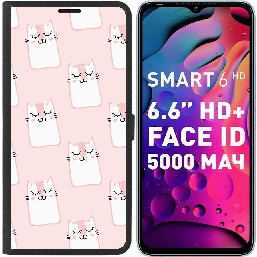 

Чехол-книжка Eco для Infinix Smart 6 HD Котики паттерн (черный)