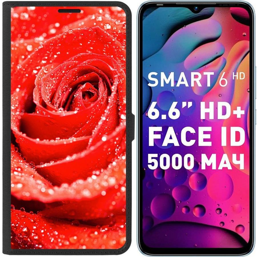 

Чехол-книжка Eco для Infinix Smart 6 HD Роза (черный)