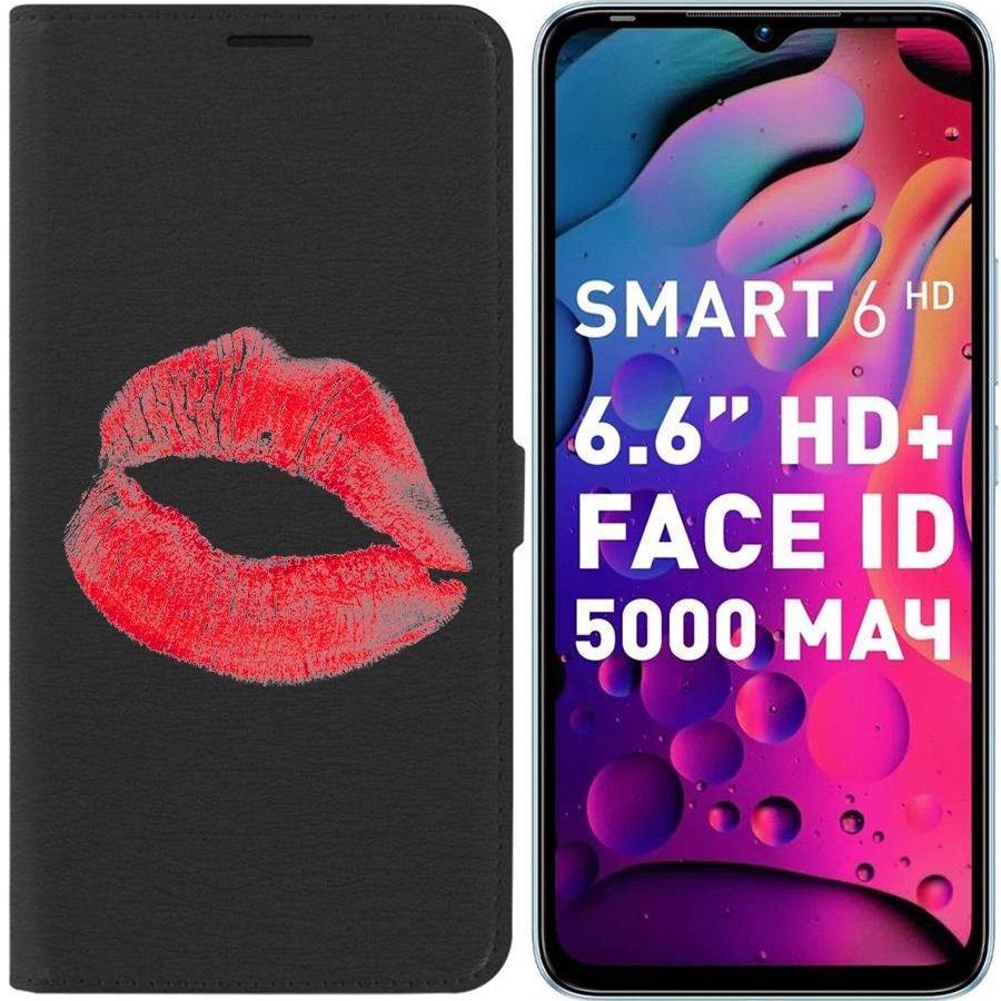 

Чехол-книжка Eco для Infinix Smart 6 HD След помады (черный)