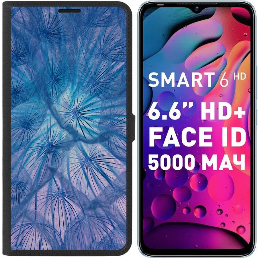 

Чехол-книжка Eco для Infinix Smart 6 HD Синий одуванчик (черный)