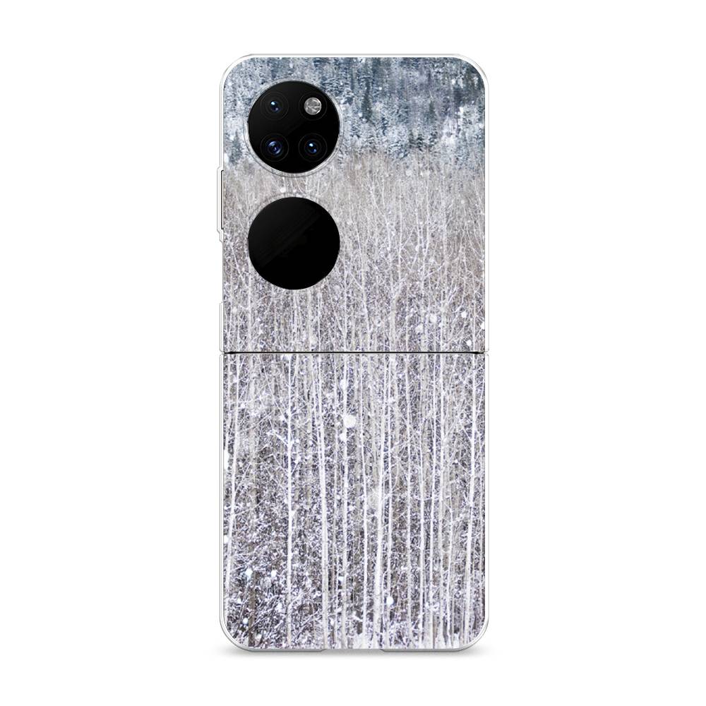 

Чехол на Huawei P50 Pocket "Снежный лес", Бежевый;серый;белый, 6107450-5