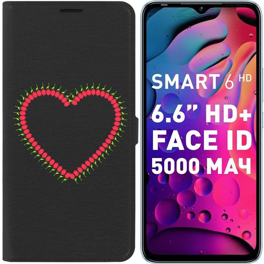 

Чехол-книжка Eco для Infinix Smart 6 HD Сердце из тюльпанов (черный)