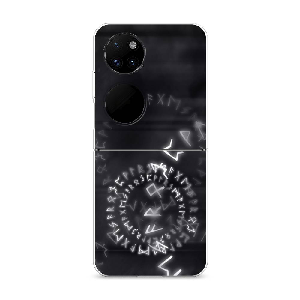 

Чехол на Huawei P50 Pocket "Руны", Серый;черный, 6107450-3