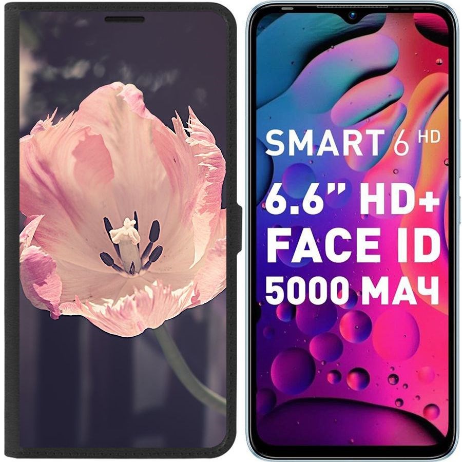 

Чехол-книжка Eco для Infinix Smart 6 HD Тюльпан (черный)