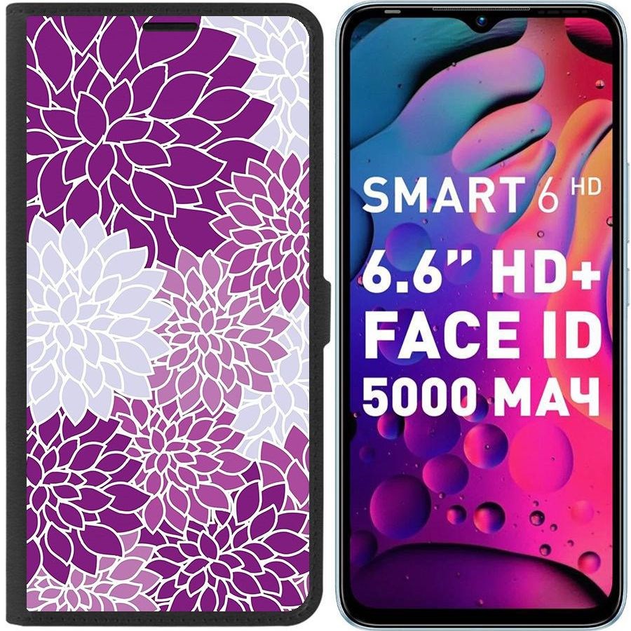 

Чехол-книжка Eco для Infinix Smart 6 HD Цветочный паттерн 2 (черный)