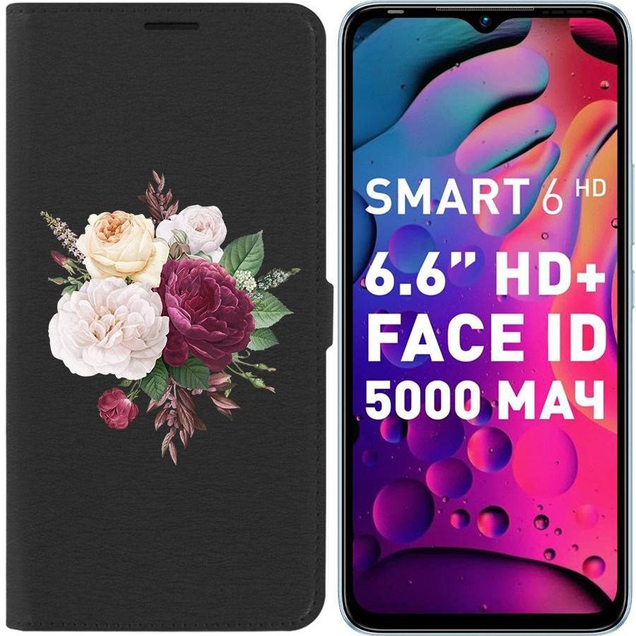 

Чехол-книжка Eco для Infinix Smart 6 HD Цветочная композиция (черный)