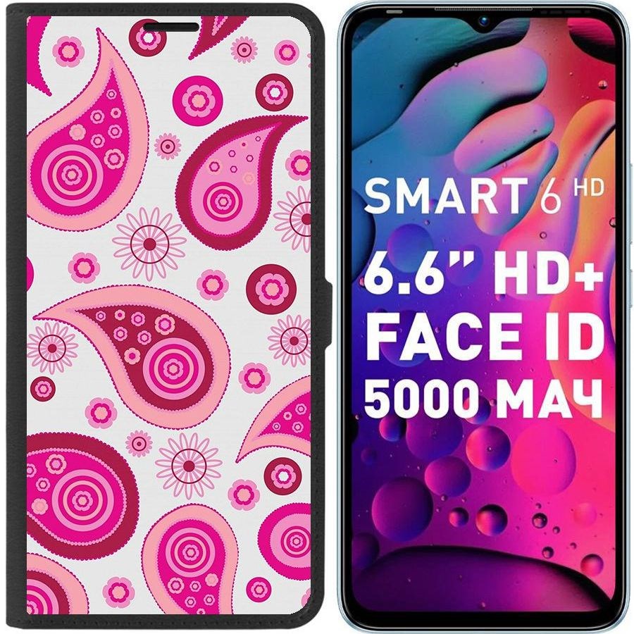 

Чехол-книжка Eco для Infinix Smart 6 HD Цветочный паттерн 9 (черный)