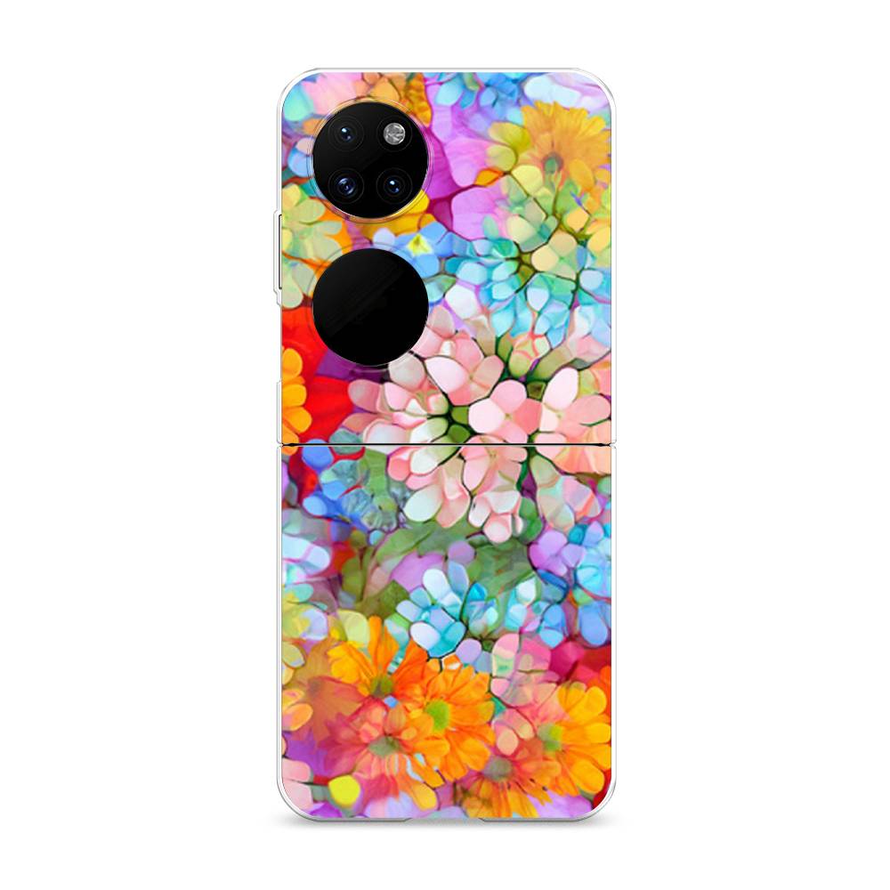 

Чехол на Huawei P50 Pocket "Цветы витраж", Оранжевый;розовый;голубой, 6107450-3