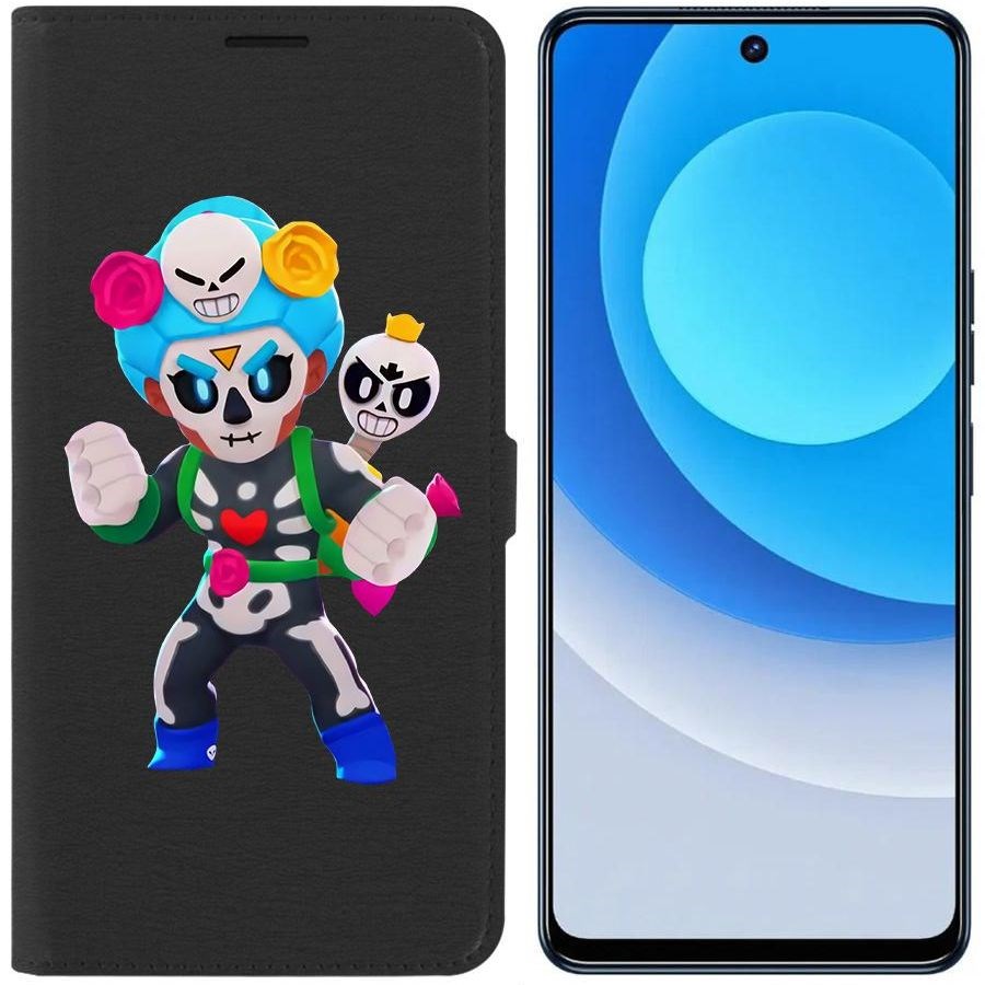 

Чехол-книжка Eco для Tecno Camon 19 Brawl Stars-Хэллоуинская Роза (черный)