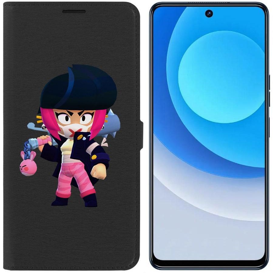 

Чехол-книжка Eco для Tecno Camon 19 Brawl Stars-Ужасная Биби (черный)