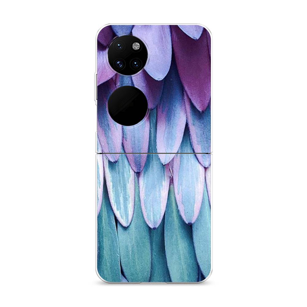 

Чехол на Huawei P50 Pocket "Синее перо", Фиолетовый;голубой, 6107450-3