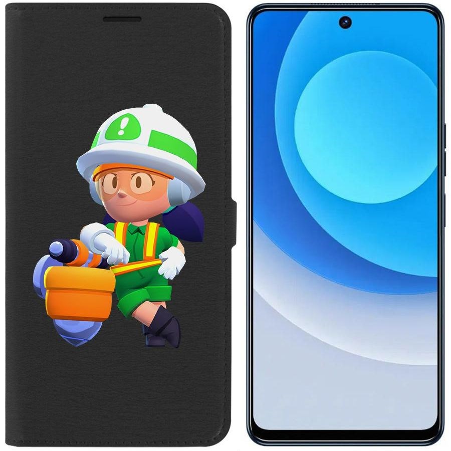

Чехол-книжка Eco для Tecno Camon 19 Brawl Stars-Строительница Джеки (черный)
