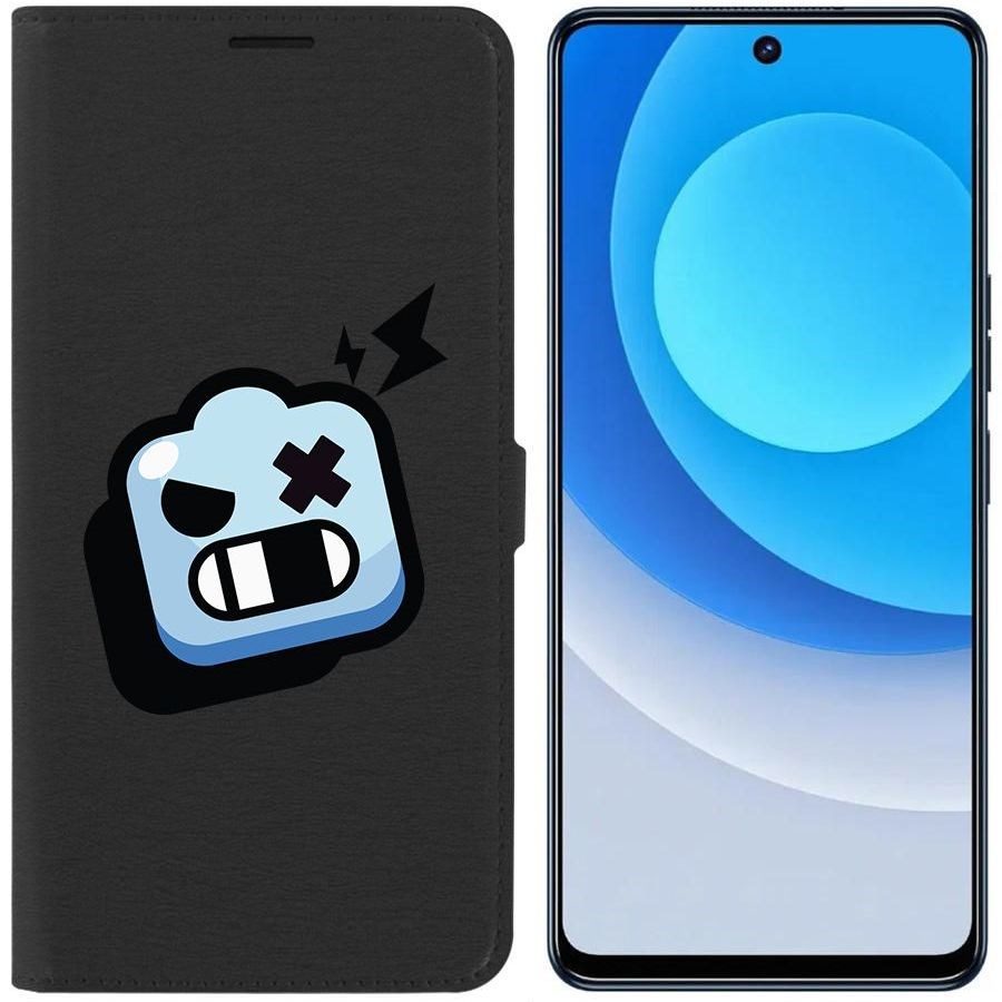 

Чехол-книжка Eco для Tecno Camon 19 Brawl Stars-Роборубка (черный)