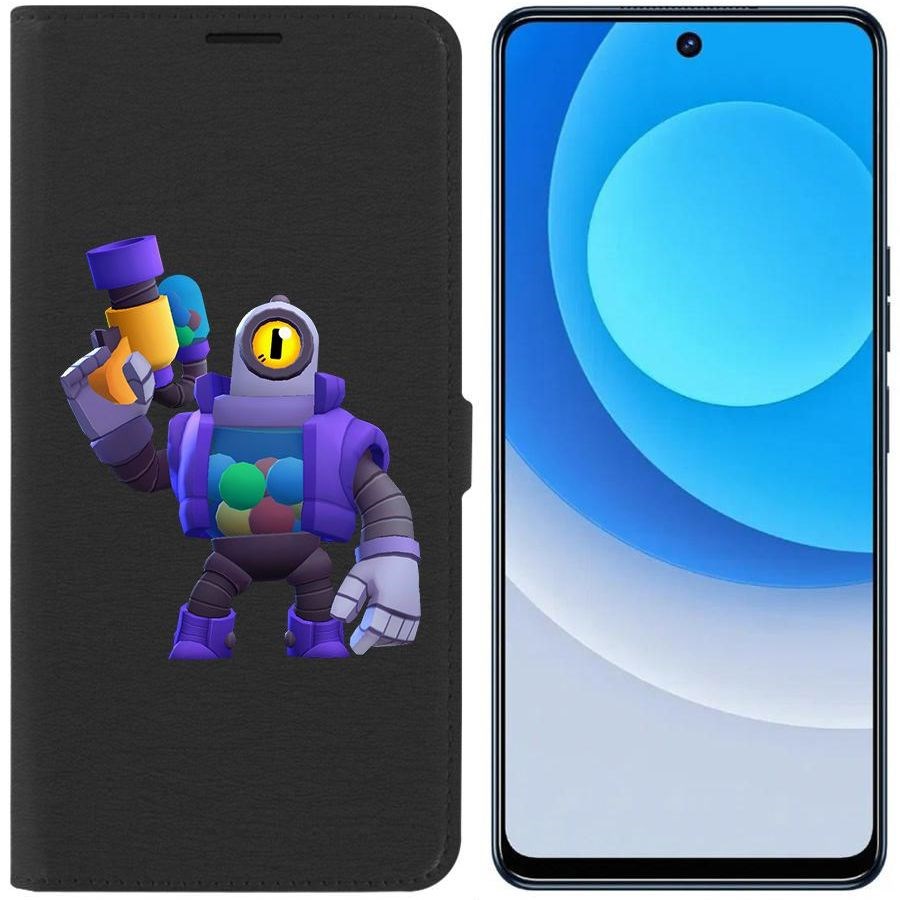 

Чехол-книжка Eco для Tecno Camon 19 Brawl Stars-Рико (черный)