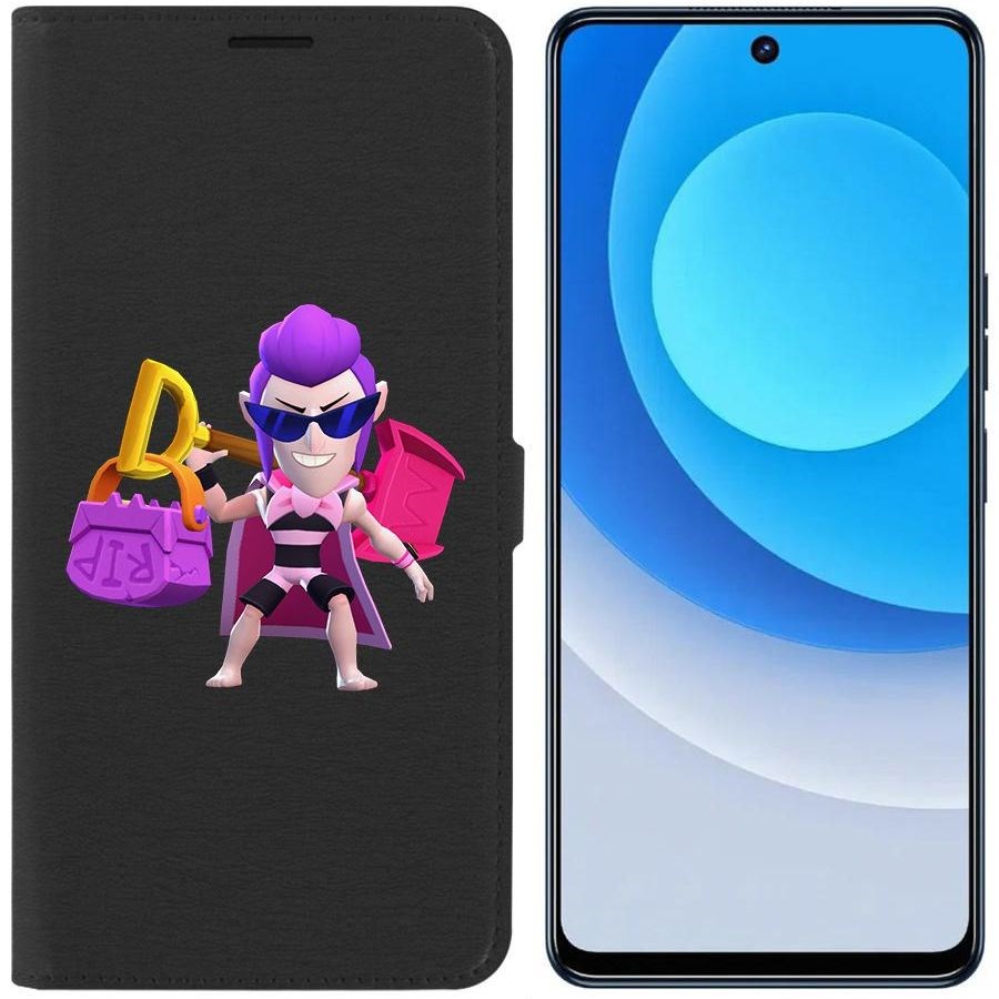 

Чехол-книжка Eco для Tecno Camon 19 Brawl Stars-Пляжный Мортис (черный)