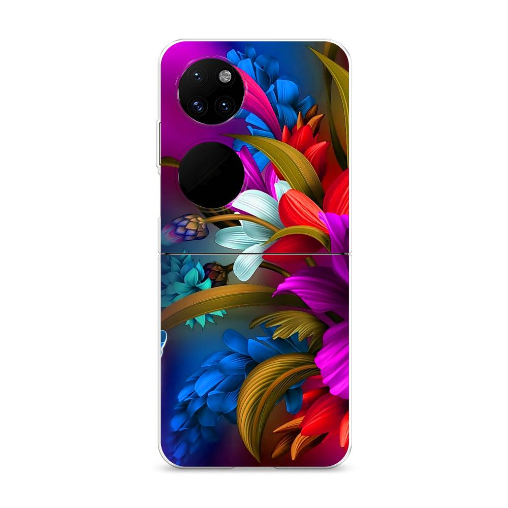 

Чехол на Huawei P50 Pocket "Фантастические цветы", Фиолетовый;красный;синий, 6107450-2
