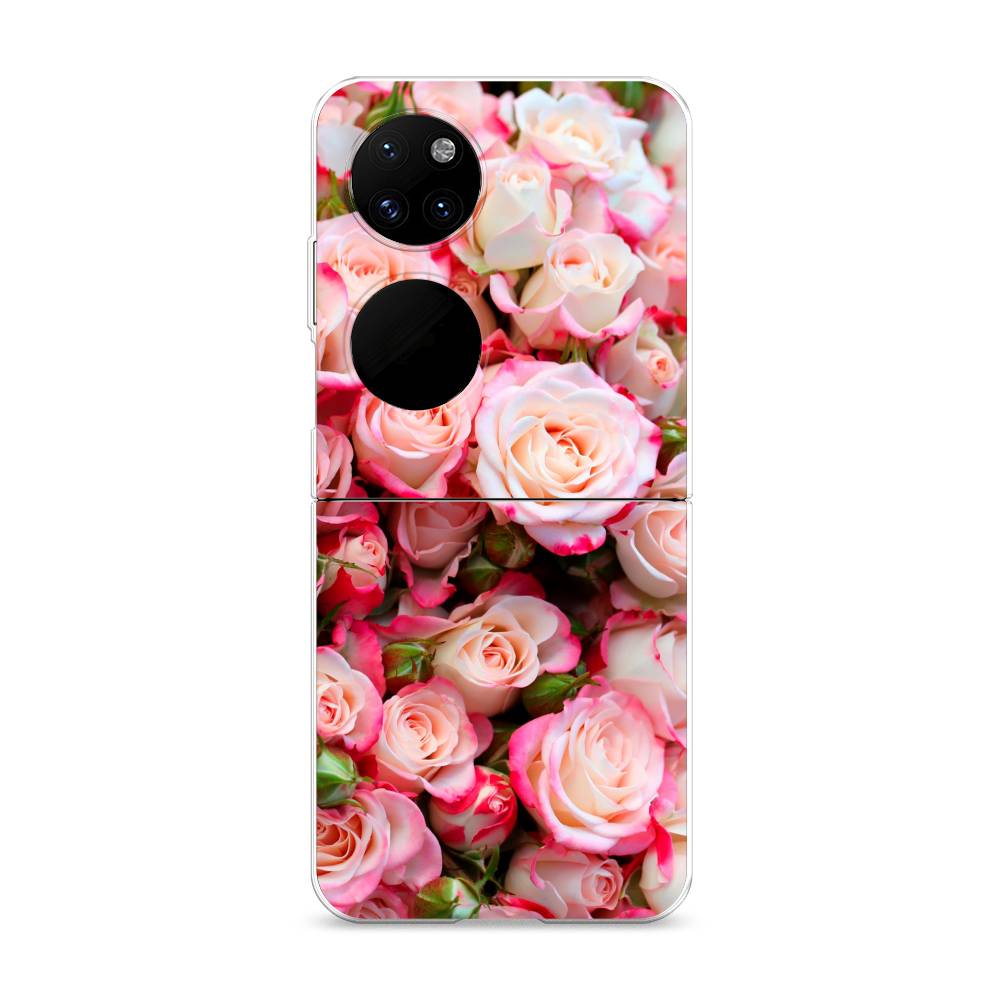 

Чехол на Huawei P50 Pocket "Много роз", Розовый, 6107450-2