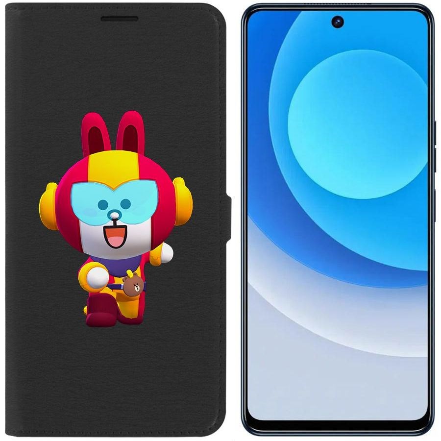 

Чехол-книжка Eco для Tecno Camon 19 Brawl Stars-Кони Макс (черный)