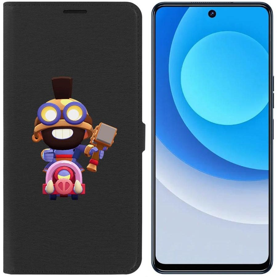 

Чехол-книжка Eco для Tecno Camon 19 Brawl Stars-Карл Всадник на кабане (черный)